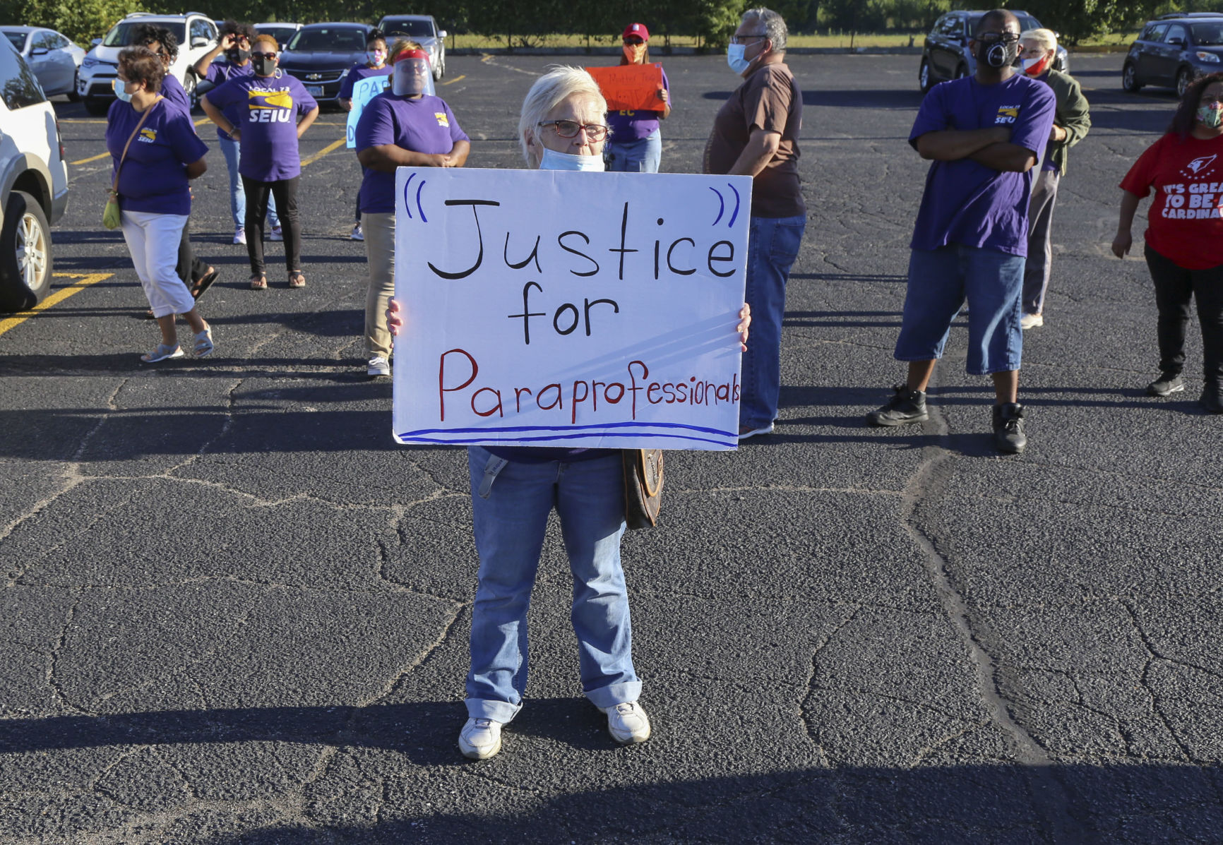 support staff workers rally, east chicago schools